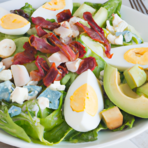 Cobb Salad with Hard-Boiled Eggs, Bacon, Avocado & Blue Cheese Dressing