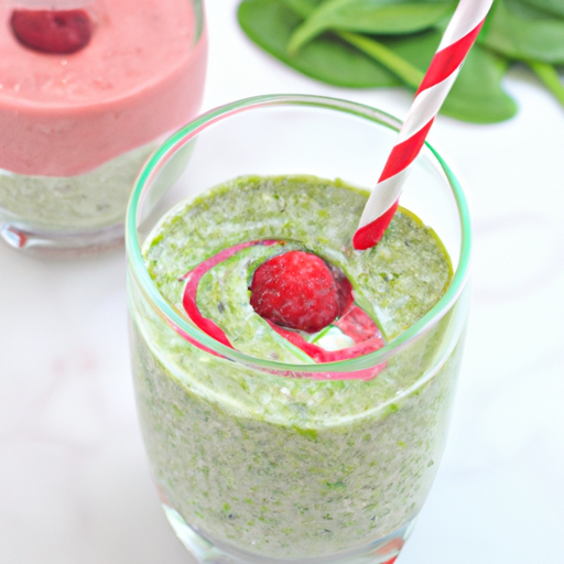 Smoothie with Coconut Milk, Spinach & Raspberries