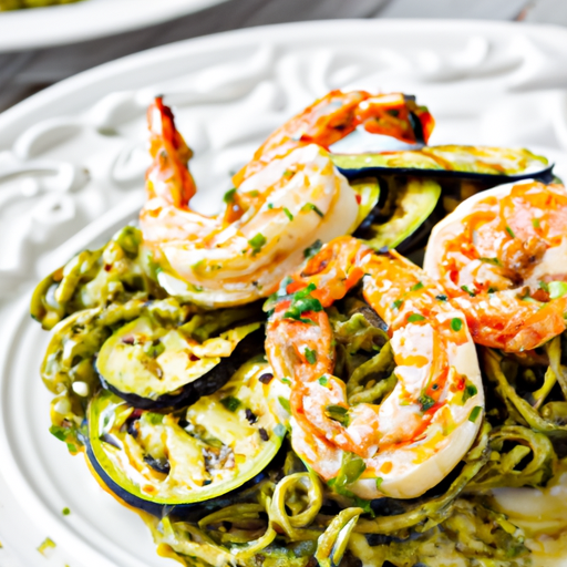 Zucchini Noodles with Pesto Sauce and Grilled Shrimp Zucchini Noodles with Pesto Sauce and Grilled Shrimp