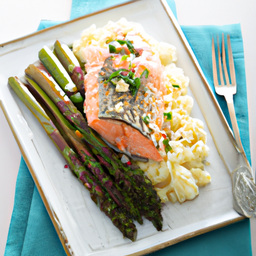 Baked Salmon with Asparagus & Cauliflower Rice Baked Salmon with Asparagus & Cauliflower Rice