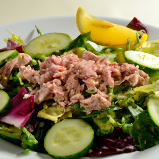 Tuna Salad with Mixed Greens, Cucumber & Lemon Vinaigrette