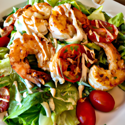 Grilled Shrimp Salad with Mixed Greens, Cherry Tomatoes & Ranch Dressing